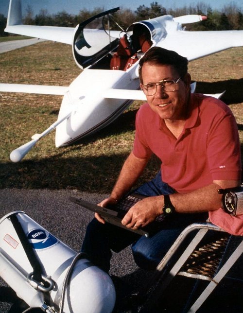 Tim Crawford with N3R Long-EZ Research Aircraft circa 1996